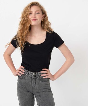 Tee-shirt femme uni à col rond et manches courtes vue1 - GEMO(FEMME PAP) - GEMO