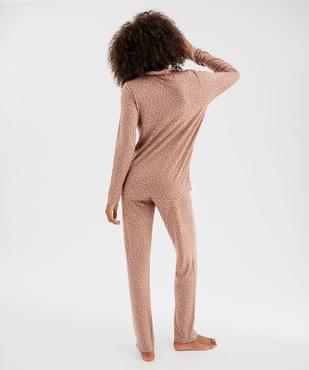 Pyjama deux pièces en viscose femme : chemise et pantalon vue5 - GEMO 4G FEMME - GEMO