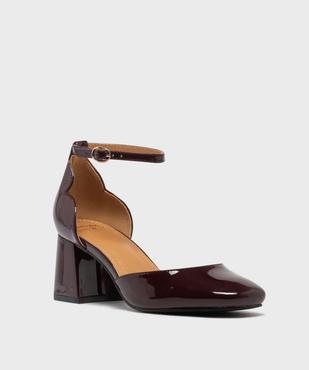Escarpins à bout carré et talon large vernis femme - Valentina Baldano vue2 - VALENTINA BALDA - GEMO