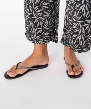 Sandales femme plates à entre-doigts couvert de strass vue1 - GEMO (CASUAL) - GEMO