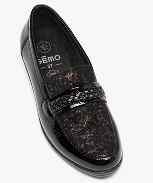 Mocassin confort avec dessus en cuir verni et talon compensé femme vue5 - GEMO (CONFORT) - GEMO
