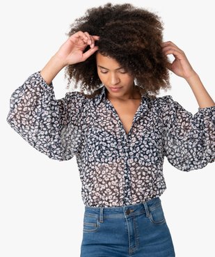 Chemise femme en voile à motif fleuri vue2 - GEMO(FEMME PAP) - GEMO