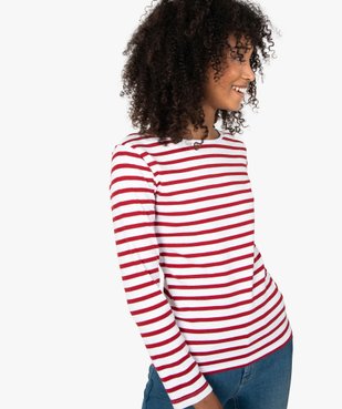 Tee-shirt femme rayé à manches longues vue2 - GEMO(FEMME PAP) - GEMO