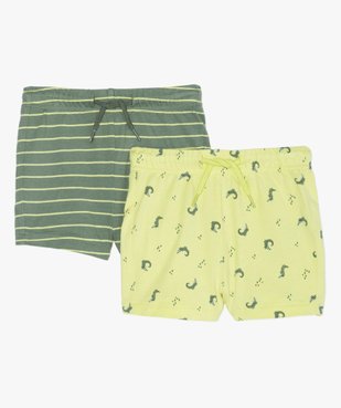 Short bébé garçon en jersey à taille élastiquée (lot de 2) rayures / crocodiles vue1 - GEMO(BEBE DEBT) - GEMO