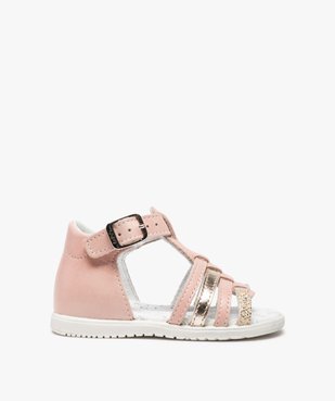 Sandales bébé filles en cuir détails métallisés - Bopy vue1 - BOPY - GEMO