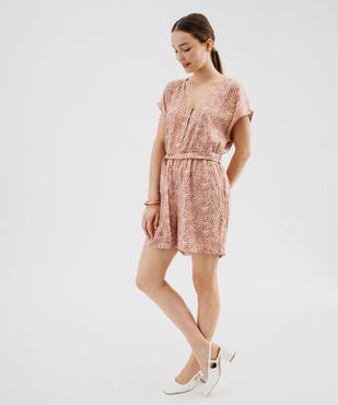 Combishort imprimé en viscose fluide femme vue1 - GEMO 4G FEMME - GEMO