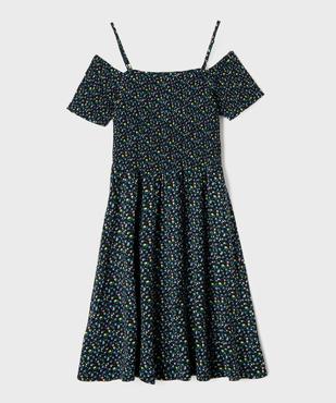 Robe fleurie à fines bretelles et buste smocké fille vue5 - GEMO 4G FILLE - GEMO