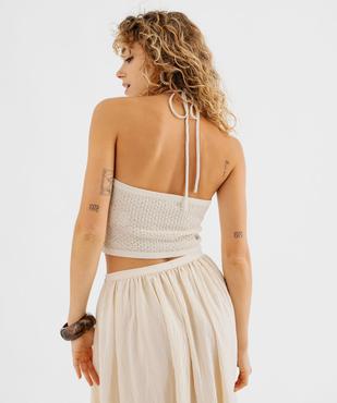 Dos-nu court en maille ajourée pailletée femme vue3 - GEMO(FEMME PAP) - GEMO