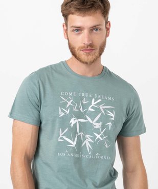 Tee-shirt homme avec motif feuillage  vue2 - GEMO (HOMME) - GEMO