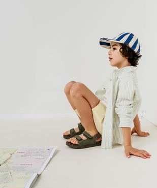 Chemise manches longues en mélange coton-lin rayé garçon vue7 - GEMO (ENFANT) - GEMO