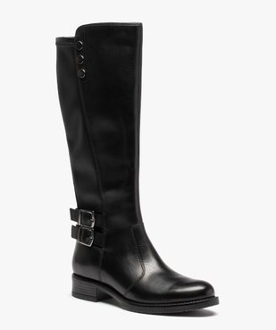 Bottes femme cavalières dessus cuir uni - Tanéo vue3 - TANEO - GEMO