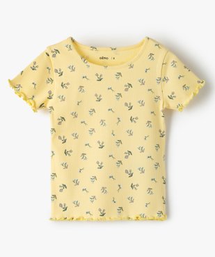 Tee-shirt fille en maille côtelée avec finitions froncées vue1 - GEMO C4G FILLE - GEMO