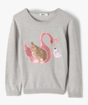 Pull fille avec motif animalier pailleté et sequins brodés vue1 - GEMO (ENFANT) - GEMO