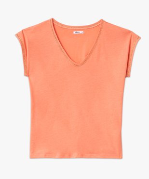 Tee-shirt manches courtes à finition tressée pailletée femme vue4 - GEMO 4G FEMME - GEMO