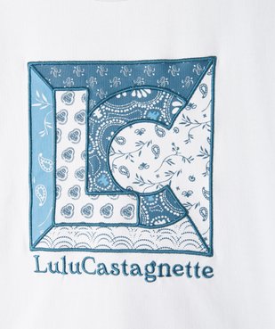 Tee-shirt fille large en maille sweat brodée - LuluCastagnette vue2 - LULUCASTAGNETTE - GEMO