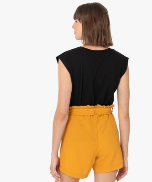 Tee-shirt femme sans manches avec broderies ajourées vue3 - GEMO(FEMME PAP) - GEMO