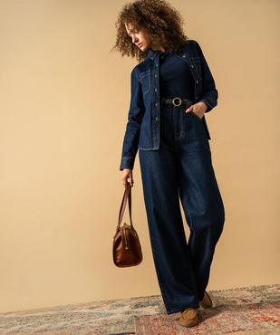 Jean wide leg taille haute femme vue1 - GEMO 4G FEMME - GEMO