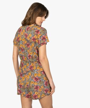 Combishort femme à motifs fleuris boutonné sur l’avant vue3 - GEMO(FEMME PAP) - GEMO