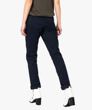 Pantalon femme chino en toile extensible avec ceinture à nouer vue3 - GEMO(FEMME PAP) - GEMO