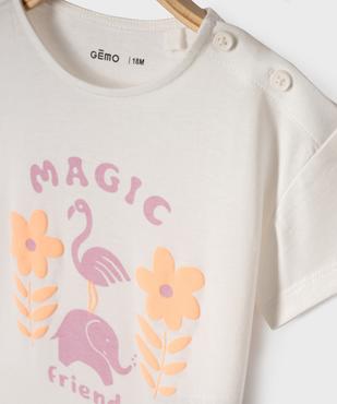 Tee-shirt manches courtes en coton imprimé fantaisie bébé fille vue2 - PREMIER PRIX BY GEMO - GEMO