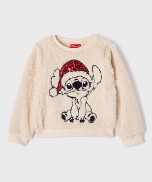 Sweat en maille sherpa spécial Noël avec motif Stitch fille - Disney vue1 - LILO & STITCH - GEMO