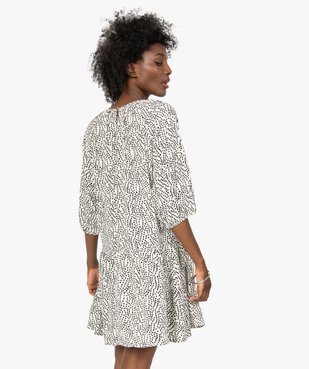 Robe femme imprimée courte à manches ¾ vue3 - GEMO(FEMME PAP) - GEMO