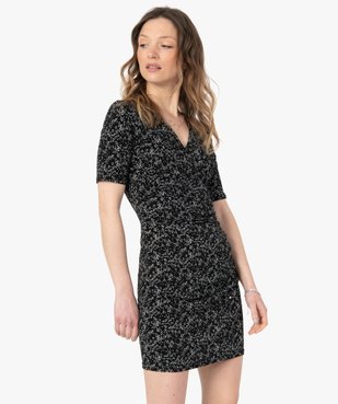 Robe femme à manches courtes effet drapé vue1 - GEMO(FEMME PAP) - GEMO