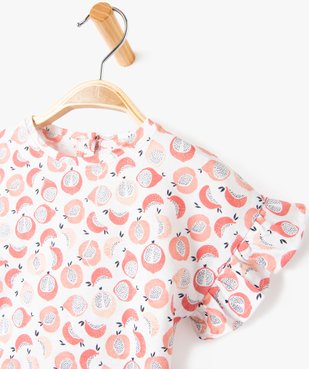 Tee-shirt bébé fille imprimé à manches courtes volantées vue2 - GEMO(BEBE DEBT) - GEMO