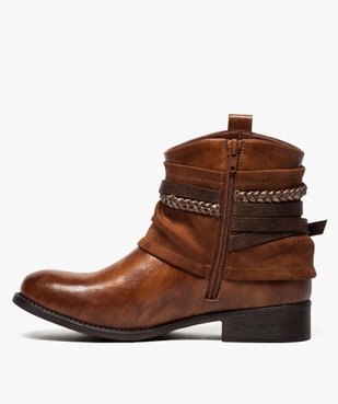 Boots femme talon plat zippés à brides décoratives vue3 - Nikesneakers (CASUAL) - Nikesneakers
