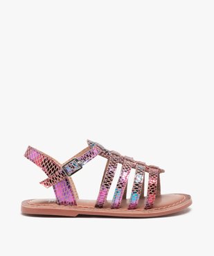 Sandales fille en cuir dessus brides métallisées vue1 - GEMO (ENFANT) - GEMO