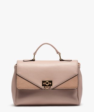 Sac femme avec rabat bi-matières et fermoir métallique vue2 - GEMO (ACCESS) - GEMO