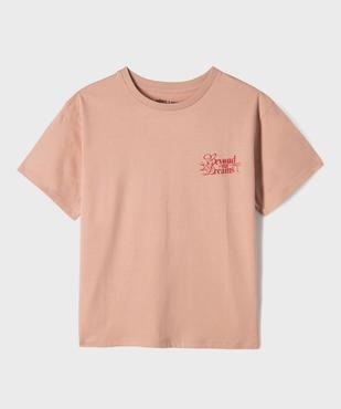 Tee-shirt manches courtes avec inscriptions buste et dos fille vue1 - GEMO 4G FILLE - GEMO