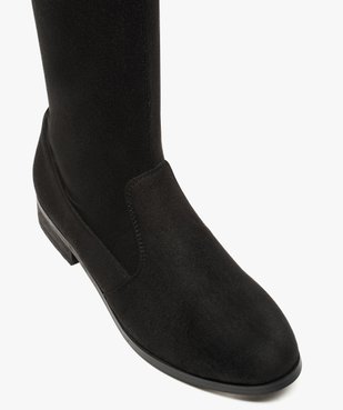 Bottes femme cuissardes en suédine unie à col ajustable vue5 - GEMO (CASUAL) - GEMO