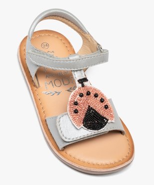 Sandales bébé fille en cuir avec brides scratch et animal en perles fantaisie - MOD8 vue5 - MOD8 - GEMO