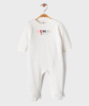 Pyjama en velours à motifs coeurs et message brodé bébé fille vue1 - GEMO 4G BEBE - GEMO