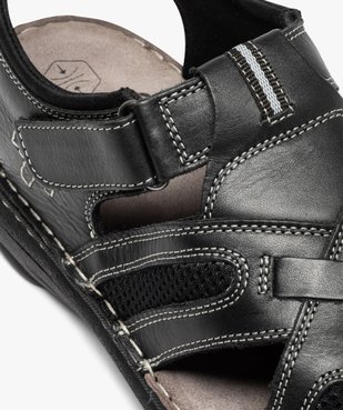 Sandales homme confort dessus cuir à surpiqûres contrastées vue6 - GEMO (CONFORT) - GEMO
