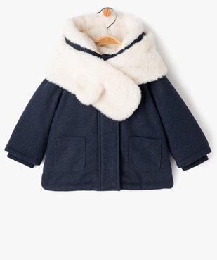 Manteau à capuche doublé peluche avec écharpe bébé fille vue1 - GEMO 4G BEBE - GEMO