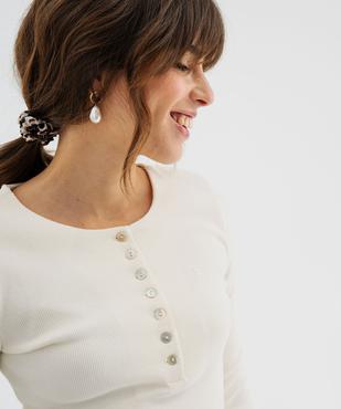 Tee-shirt manches longues avec col boutonné femme - LuluCastagnette vue3 - LULUCASTAGNETTE - GEMO