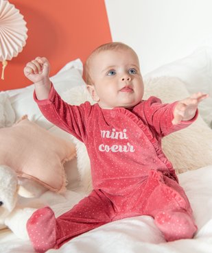 Pyjama bébé fille en velours ouverture devant avec volant vue6 - GEMO(BB COUCHE) - GEMO