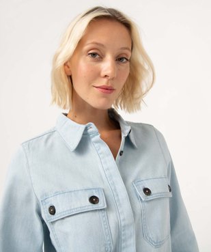 Chemise femme en jean délavé avec poches poitrine vue5 - GEMO 4G FEMME - GEMO