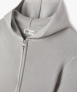 Gilet à capuche en maille côtelée fille vue2 - GEMO (JUNIOR) - GEMO