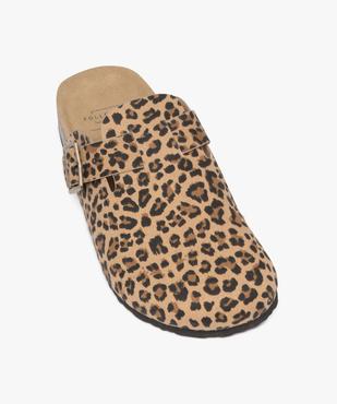 Mules sabot en toile à motif léopard femme - Follow Me vue5 - FOLLOW ME - GEMO