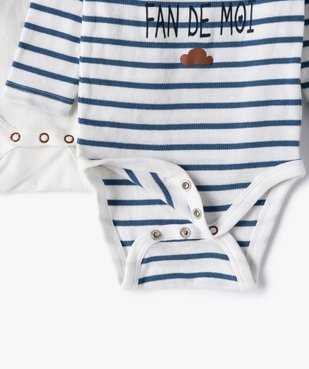 Body bébé garçon manches longues à motifs divers (lot de 3) vue2 - GEMO C4G BEBE - GEMO