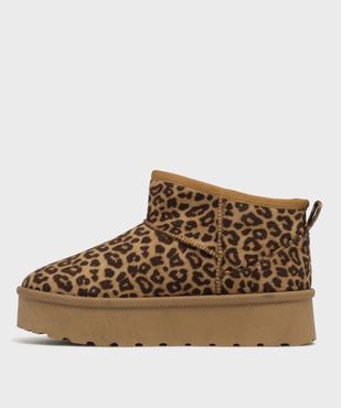 Boots fourrés motif léopard sur semelle plateforme femme - 5 Miles vue3 - 5 MILES - GEMO