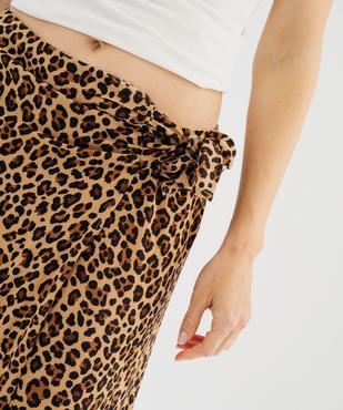 Jupe portefeuille longue en viscose froissée imprimée femme vue2 - GEMO 4G FEMME - GEMO