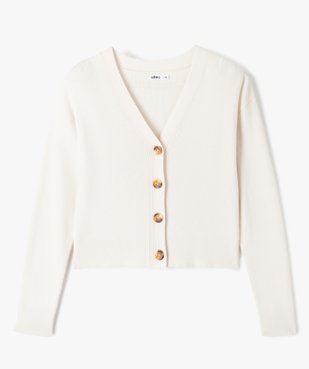 Gilet fille court en maille côtelée vue1 - GEMO (JUNIOR) - GEMO