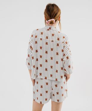 Pyjashort à rayures et motifs ourson femme - LuluCastagnette vue4 - LULUCASTAGNETTE - GEMO
