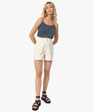 Short femme en toile de coton taille haute vue5 - GEMO(FEMME PAP) - GEMO
