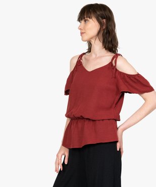 Blouse femme unie avec épaules dénudées vue1 - GEMO(FEMME PAP) - GEMO