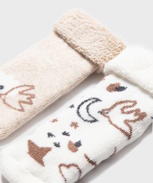 Bottons en coton avec intérieur bouclette motifs oiseaux bébé (lot de 2) vue2 - GEMO 4G BEBE - GEMO